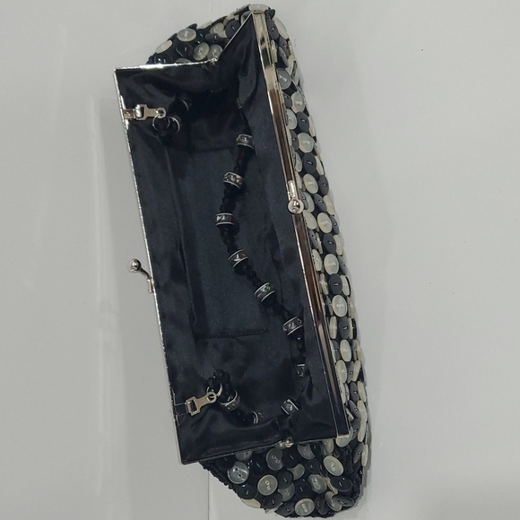 BLACK and White Button Evening Bag - Picture 2 of 7